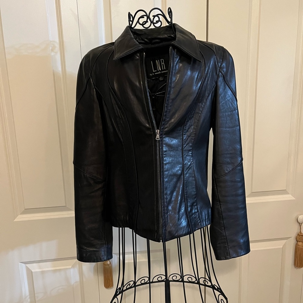LNR Gorgeous, soft, genuine leather jacket. Beautiful fit! Figure flattering!
